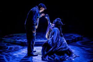 The witch and Edward Bloom in Big Fish Marriott Theatre Lincolnshire