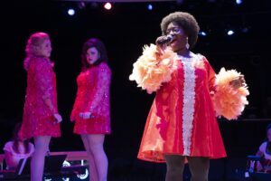 Grace Bobber, Lucy Godinez, and Miciah Lathan in 'Beehive: The 60's Musical' at Marriott Theatre
