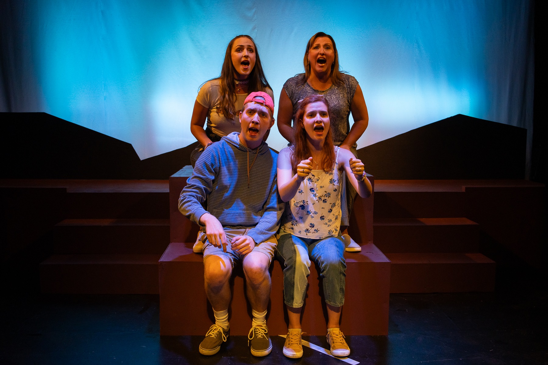 Top row: Karylin Veres and Anne Sheridan-Smith; Bottom row: Aiden Leake and Rachel Guth in 'The Mad Ones' at The Blank Theatre Company