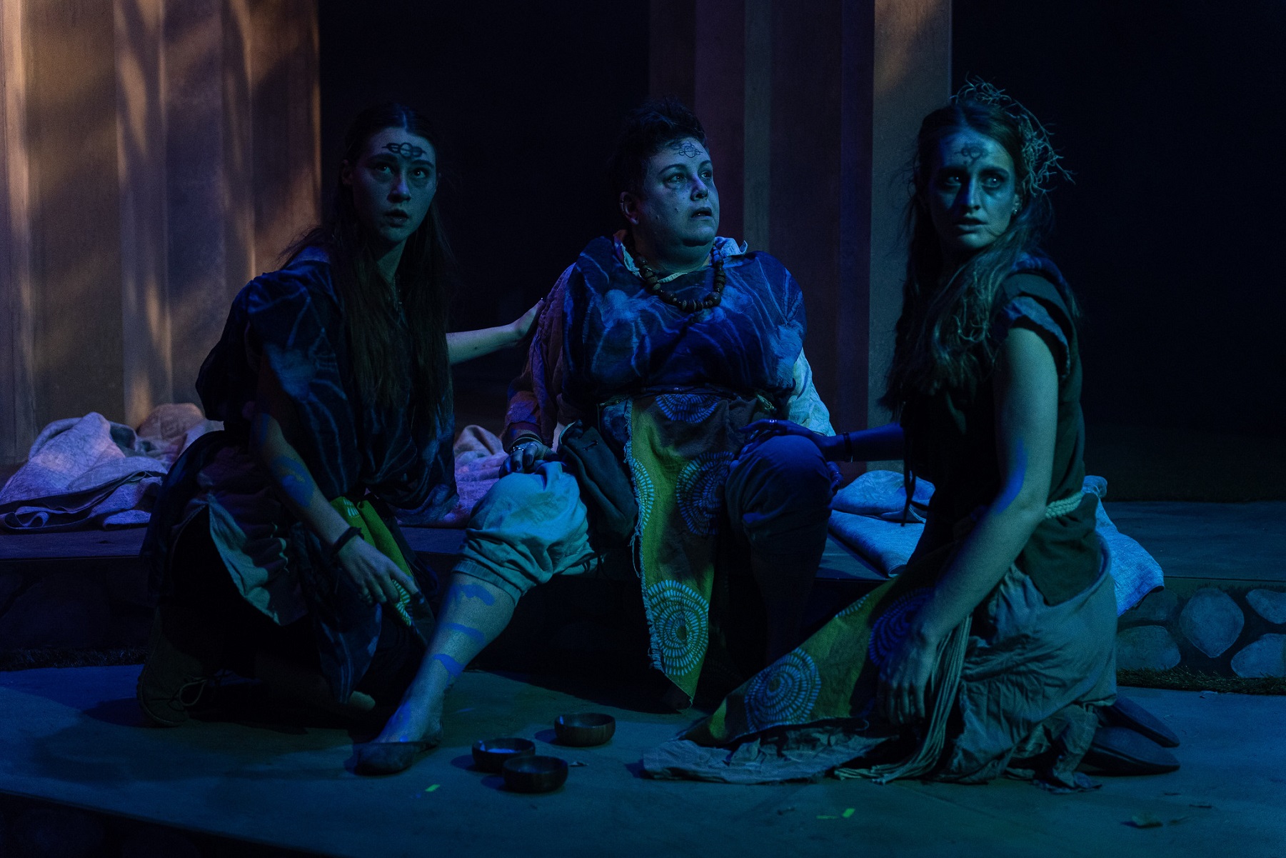 Alexandria Bressette, Christy Arington, and Tessa Dougherty in 'Macbeth' at Invictus Theatre Company