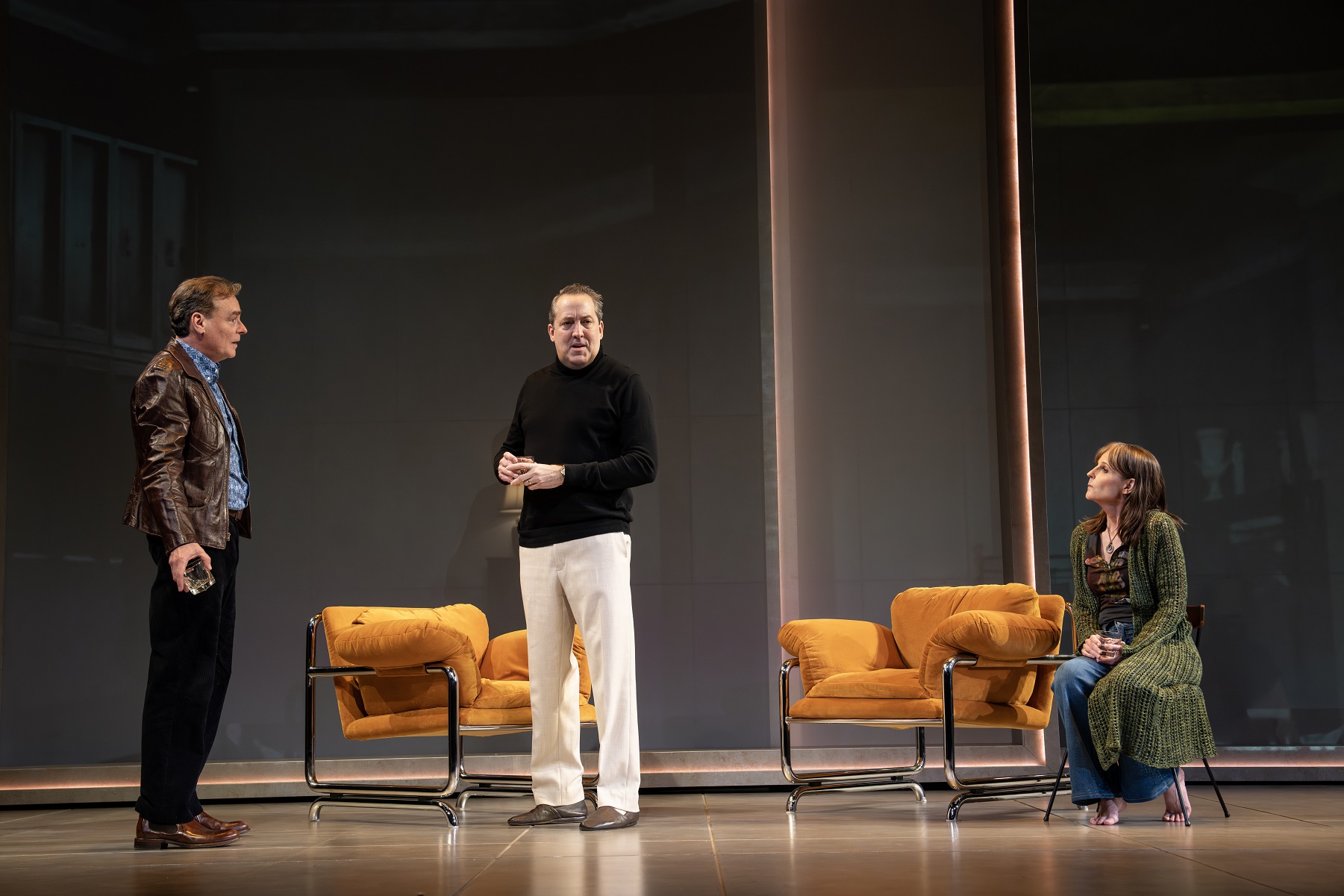 Robert Sean Leonard, Ian Barford and Helen Hunt in 'Betrayal' at Goodman Theatre - Photo Credit Joan Marcus