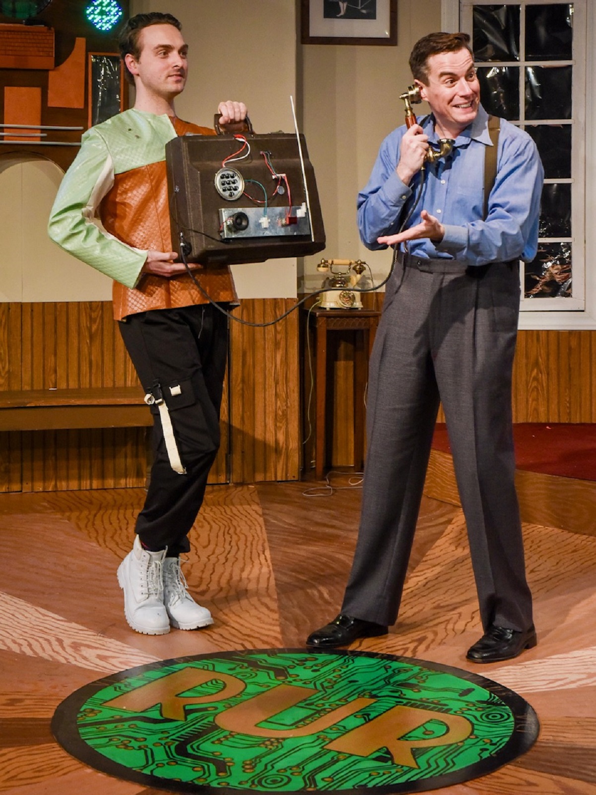 'R.U.R. (Rossum's Universal Robots)' is a funny and cautionary tale about what could happen if robots begin thinking for themselves. With the world premiere playing at City Lit Theater, all may not be well that ends well. Sean William Kelly and Bryan Breau in 'R.U.R. Rosum's Universal Robots' at City Lit Theater