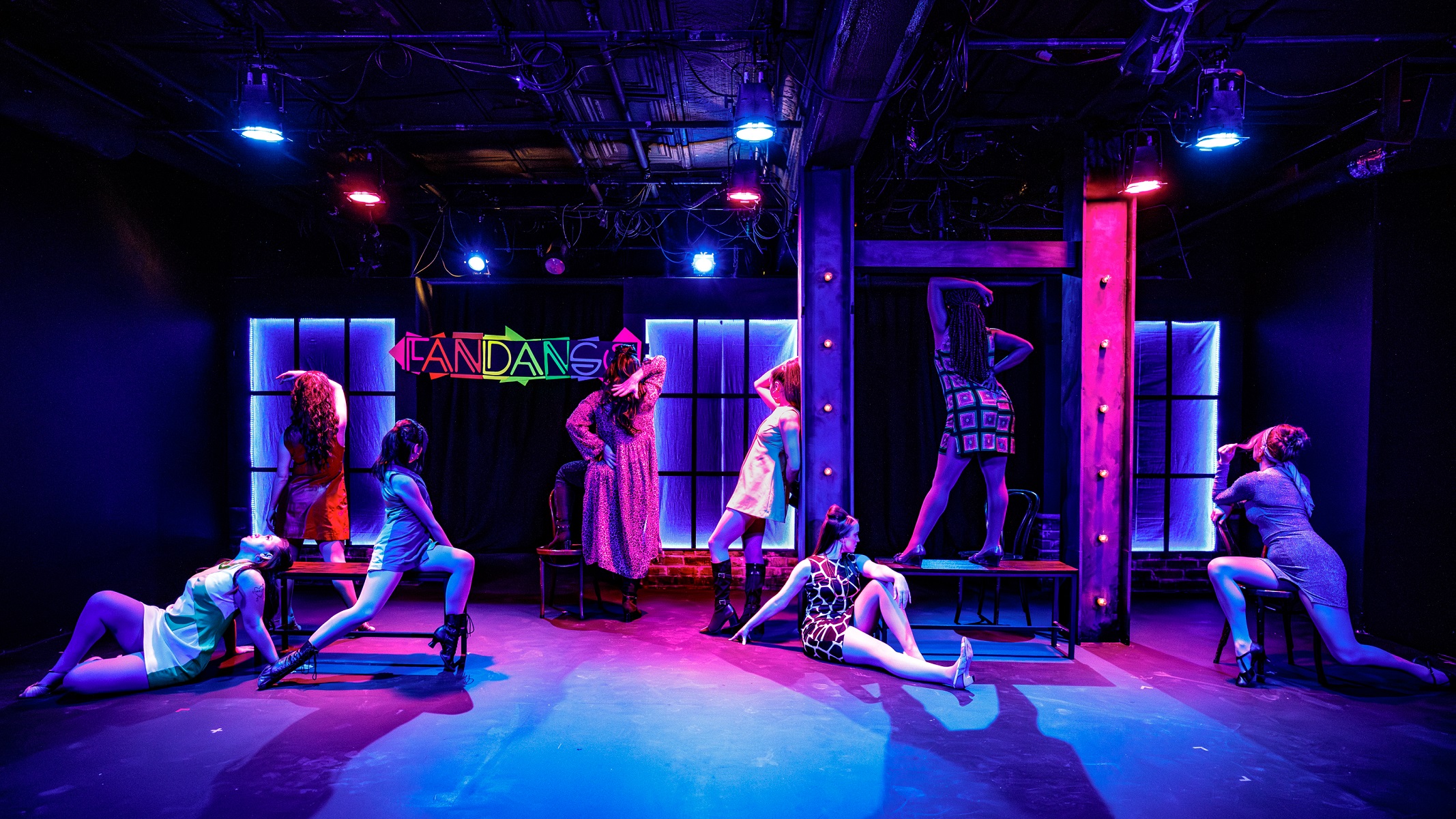 Blank Theatre Company's Sweet Charity is full of fantastic costumes, top-tier talent, and fascinating dance sequences. With a very funny story and script, this is an excellent night out. The cast of Sweet Charity at Blank Theatre Company - Photo Credit: Steve Townshend/Distant Era