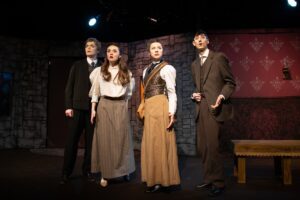 Cris King, Valerie Martire, Laura Michele Erle, and Jacob Gage in 'Dracula: A Comedy Of Terrors' at Lazy Susan Theatre Co.