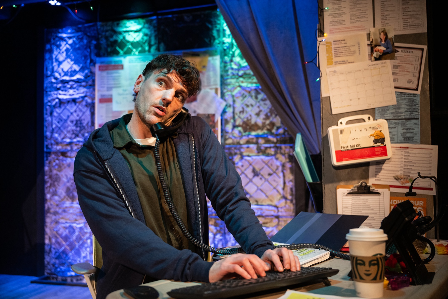 A dynamic one-person comedy about a struggling actor manning the phones at a New York restaurant reservation desk, Fully Committed is an energetic showcase of comic timing and character work. Mike Newquist in 'Fully Committed' in Chicago - Photo Credit: Derek Bertelsen