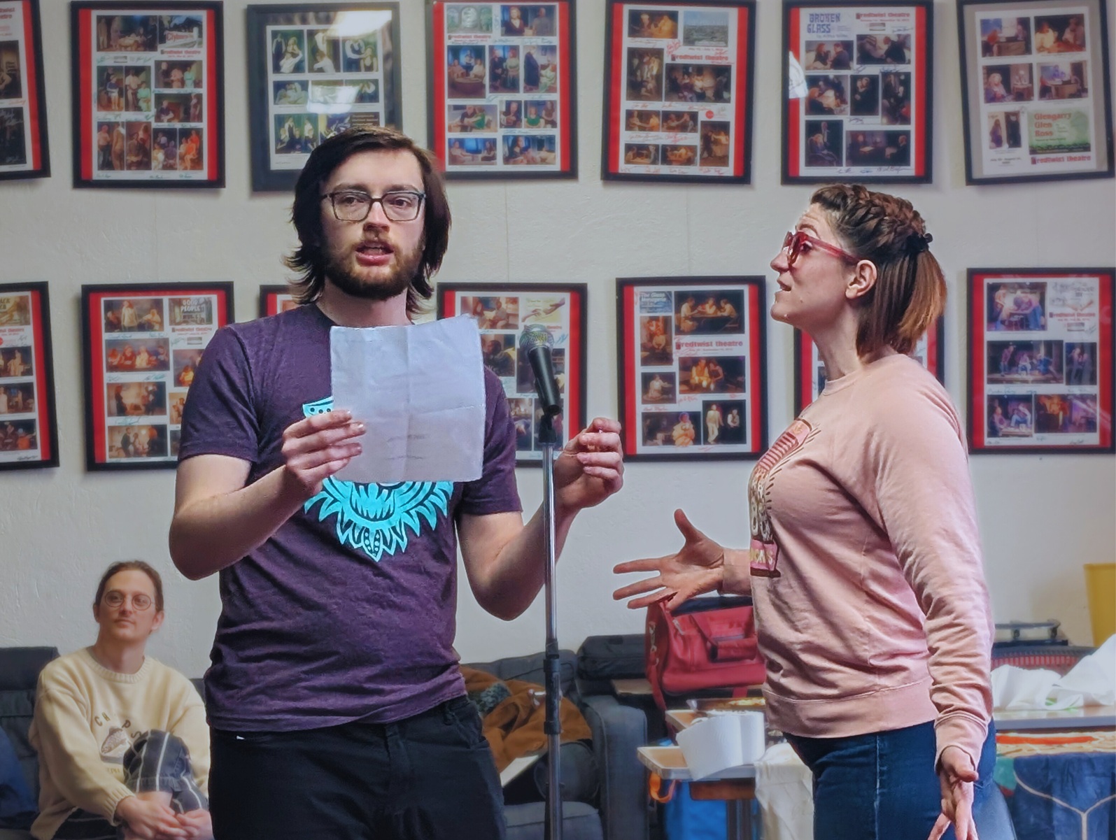 Alex Quackenbush and Katherine Petersen rehearsing Off-Nights At The Sometimes Café in Chicago - Photo Credit: Claire DiVizio