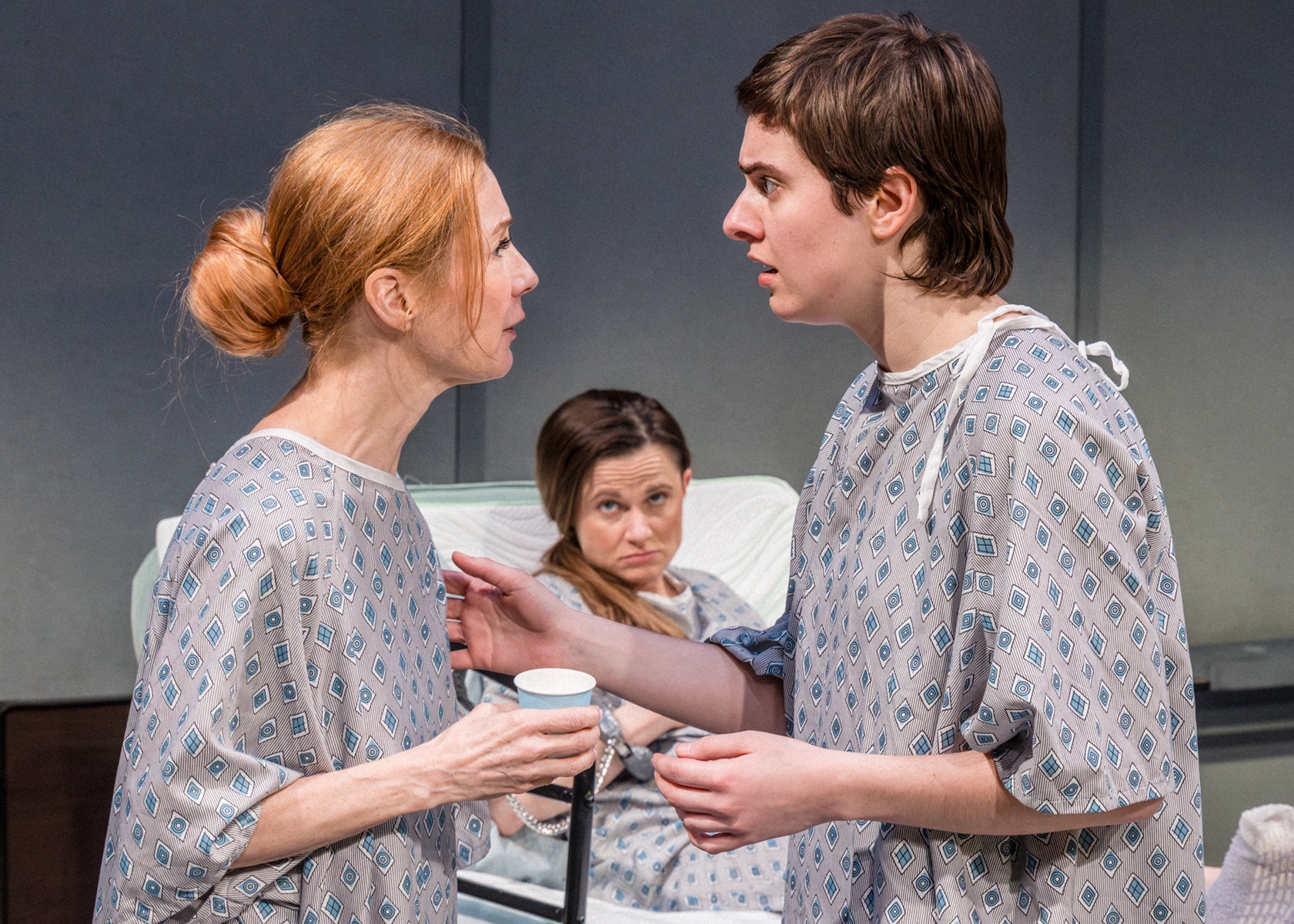 Ashway Lawver, Morgan Lavenstein, and Liliana Mastroianni in 'The Trojan Women' at Eos Theatre Company 