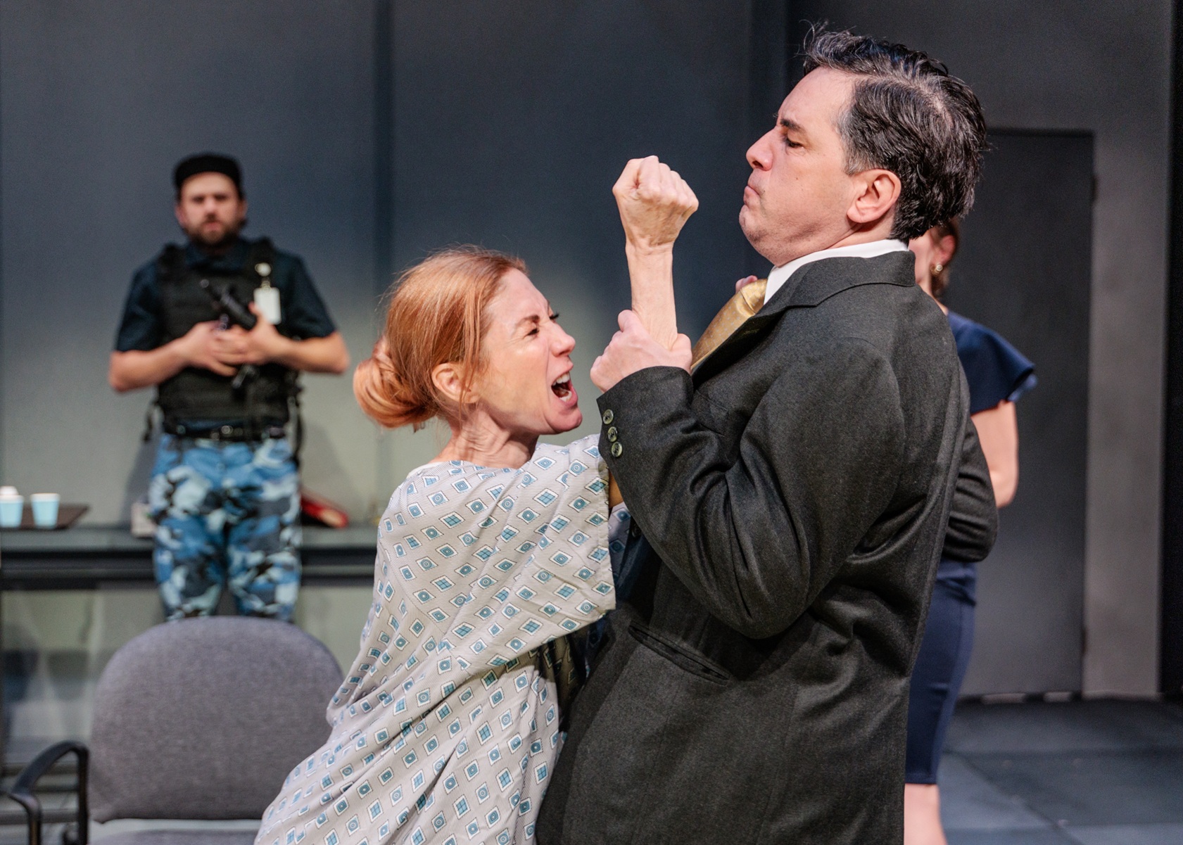 Ben Page, Ashway Lawver, Marcus Castillo, and Morgan Burkey in 'The Trojan Women' at Eos Theatre Company