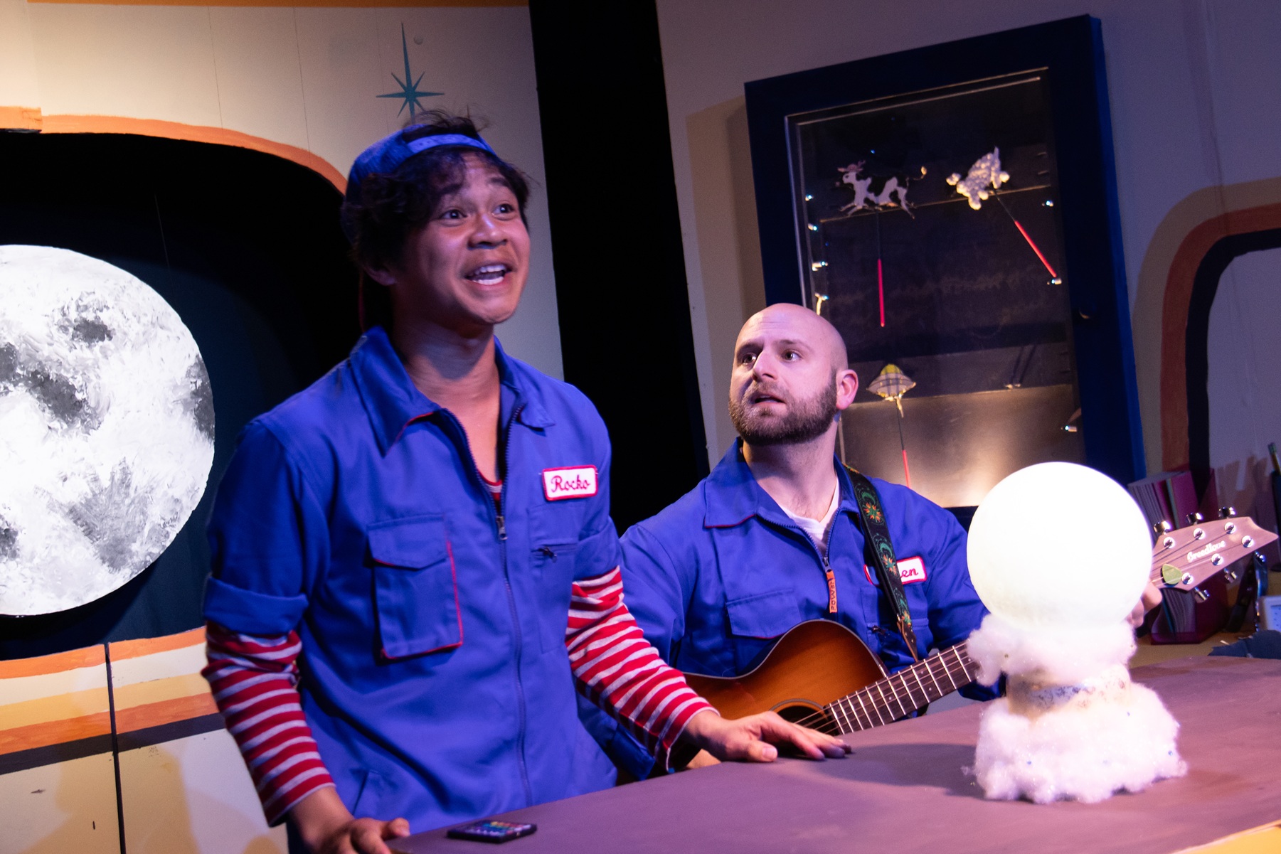 Renzo Vicente and Elijah J. Jones in 'moonwatchers' at Lazy Susan Theatre Co.