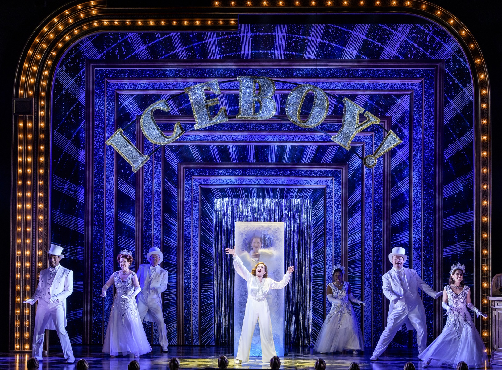 A gleefully absurd new musical with razor-sharp comedy and an irresistible sense of fun, Iceboy! embraces theatrical nonsense with complete confidence, delivering one laugh-out-loud moment after another. Donterrio, Linda Mugleston, Shawn Pfautsch, GreyHenson, Megan Mullally, Melanie Brezill, Will Koski and Andrea San Miguel in 'Iceboy!' at Goodman Theatre