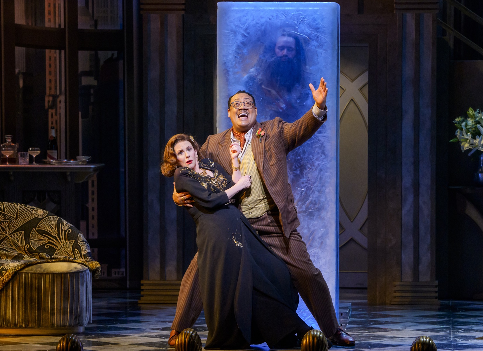 A gleefully absurd new musical with razor-sharp comedy and an irresistible sense of fun, Iceboy! embraces theatrical nonsense with complete confidence, delivering one laugh-out-loud moment after another. Megan Mullally, Cedric Yarbrough and Grey Henson in 'Iceboy!' at Goodman Theatre