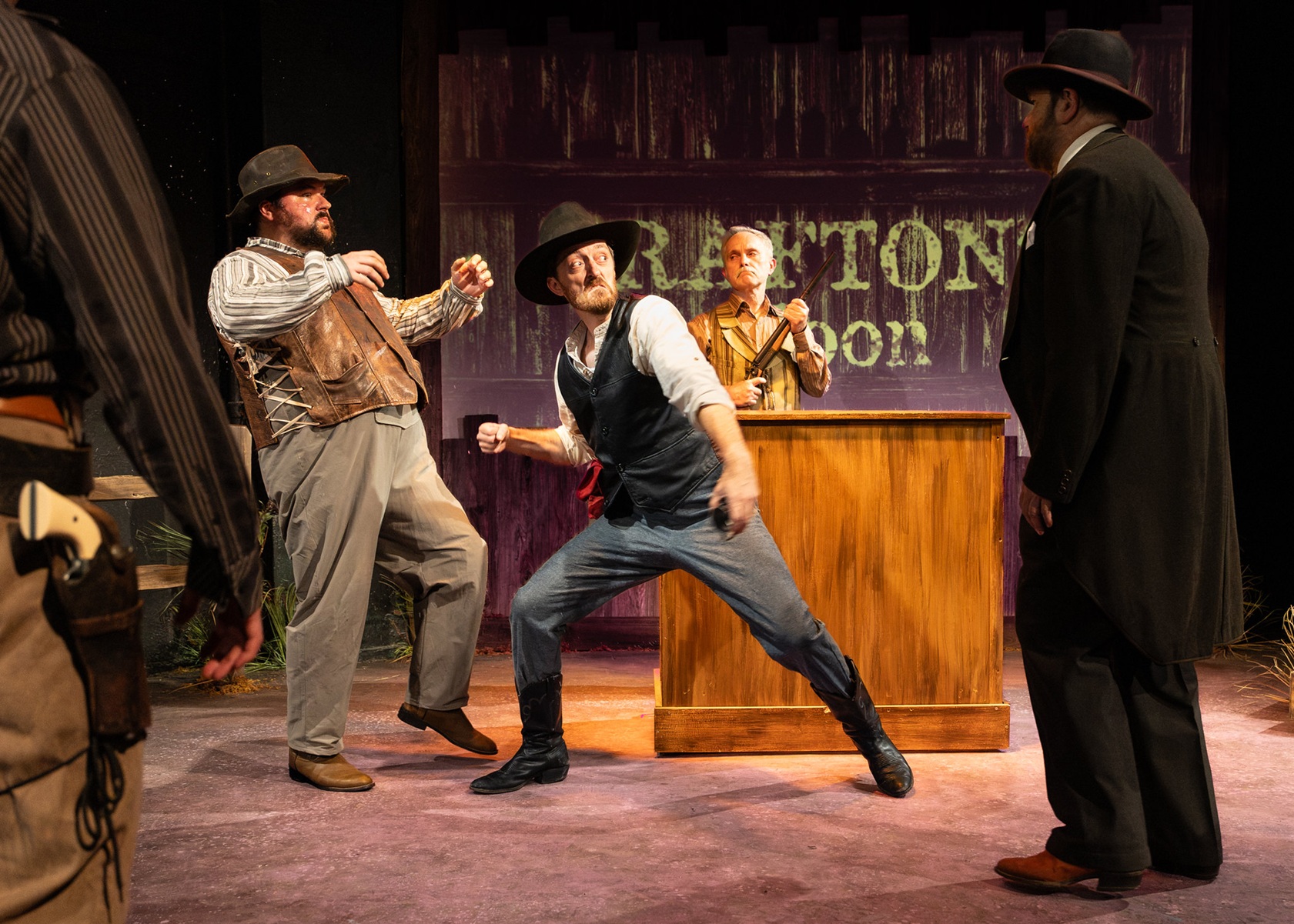 Ross Childs, Michael B. Woods, Chuck Munro, and Sean Harklerode in 'Shane' at City Lit Theater in Chicago - Photo Credit: Steven Townshend of Distant Era