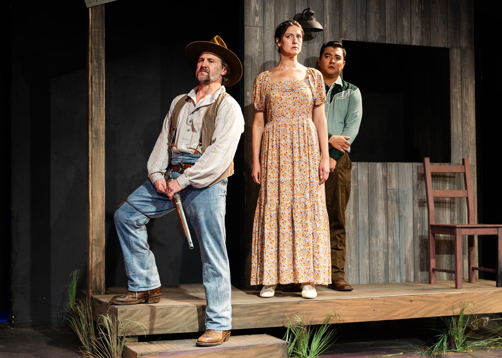Josh Odor, Whitney Minarik, and Bruce Holtman in 'Shane' at City Lit Theater in Chicago - Photo Credit: Steven Townshend of Distant Era